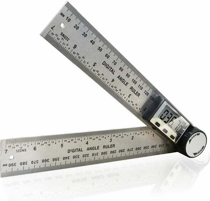Digitaler Winkelmesser mit HOLD/REV-Anzeige und 180°-Drehfunktion, Winkellineal aus Edelstahl für Holzarbeiten, Home-Off...