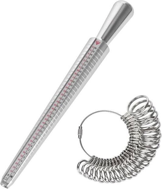 Ersandy - Ringgrößenmessgerät von 41 bis 76 Fingergrößenmesslehre Ringe Ringwerkzeug mit 3 Messskalen (eu, us, uk)
