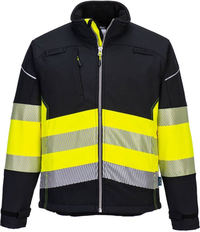 Softshell-Jacke PW3 Hochsichtbarkeit Klasse 1 Schwarz/Gelb M