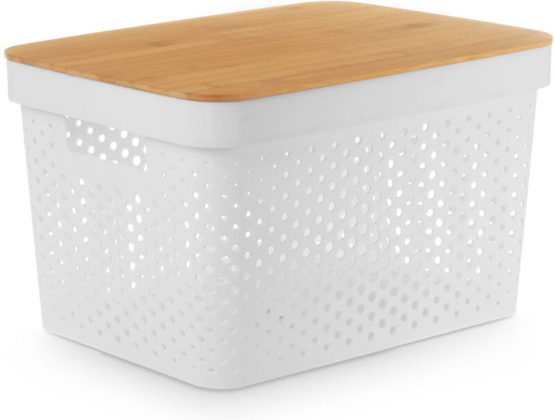 Kinvara - Großer Plastikbehälter mit Bambusdeckel, 36 x 26 x 22 cm