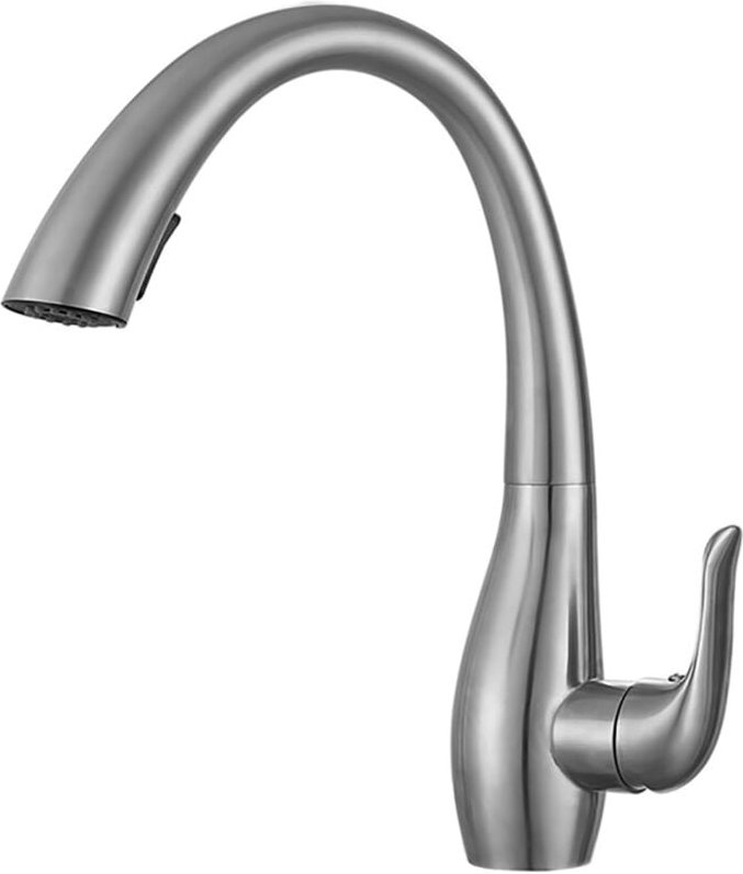 Sevengirl - Ausziehbarer Küchenarmatur, Einhand-Spültischarmatur, Wasserhahn aus gebürstetem Edelstahl, um 360 Grad dreh...