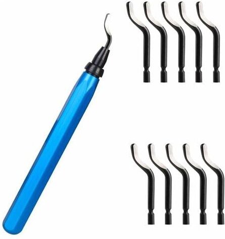 Entgratwerkzeug, Gratentferner mit 10 BS1010 Stahl-Ersatzklingen, 360° drehbare Entgratklingen, praktisches Werkzeug für...