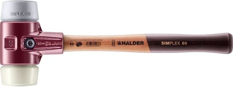 SIMPLEX-Schonhammer, TPE-mid / Nylon mit Tempergussgehäuse und hochwertigem Holzstiel D=60 mm 3038.060
