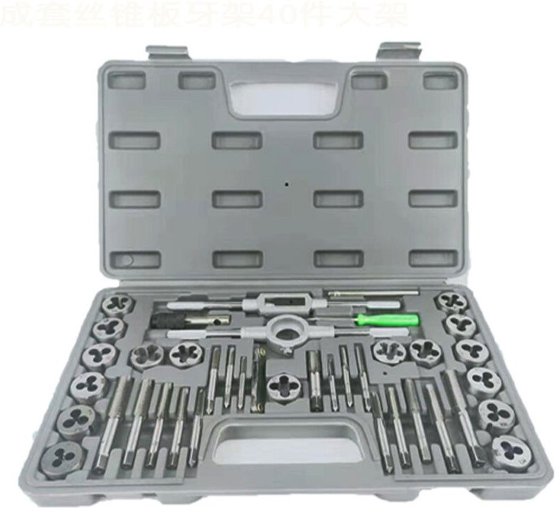 40-teiliger Gewindebohrer- und Schneideisensatz M3-M12, Fein- und Grobgewinde, GCr15-Legierungsstahl, Tragekoffer – Gewi...