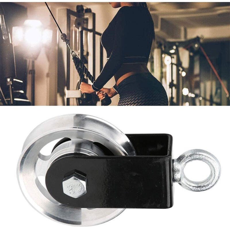 Thumbnail - ZVD - Pulley Pulley, 90mm Rope Pulley with Sling and D-Hook, 360° Swivel, for lat Pulley System, Home Gym Equipment