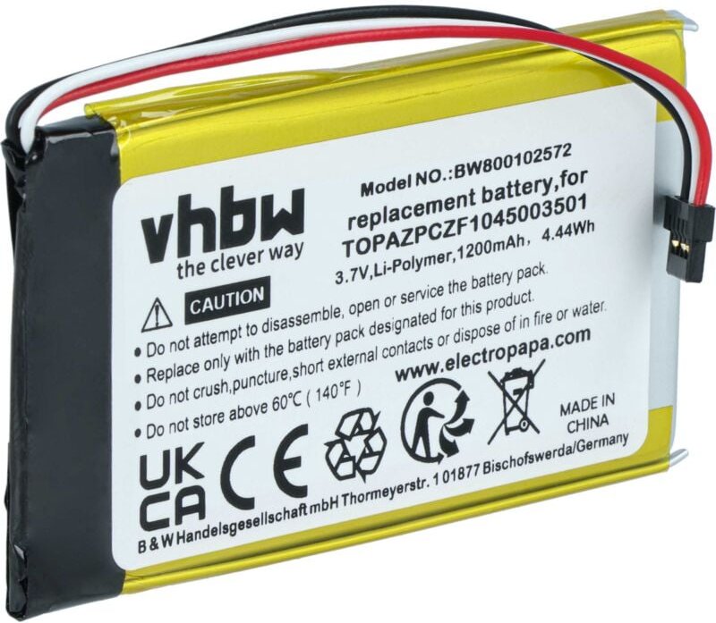 Vhbw - Akku kompatibel mit Navigon 70/71 Plus, 70 Easy, 70 Plus, 70/71 Premium gps Navigation Navi (1200 mAh, 3,7 v, Li-...