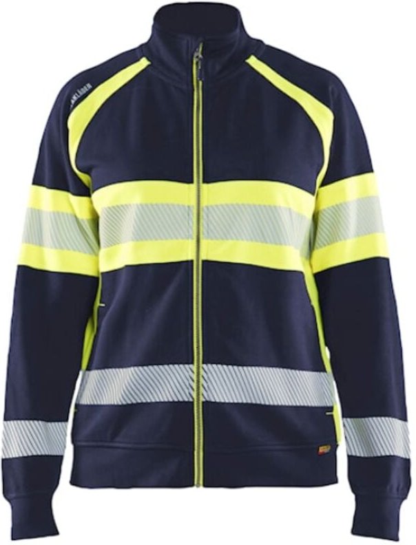 Hochsichtbarer, zipbarer Arbeitssweatshirt 3505 - Marine/Gelb XS