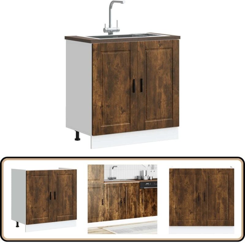 Spülenunterschrank Porto Räuchereiche 80x46x81,5 cm - Vidaxl
