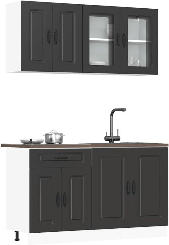 4-tlg. Küchenschrank-Set Kalmar Schwarz Holzwerkstoff - Vidaxl