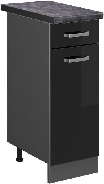 Vicco - Küchenunterschrank R-Line, Schwarz Hochglanz, 30 cm , ap Anthrazit