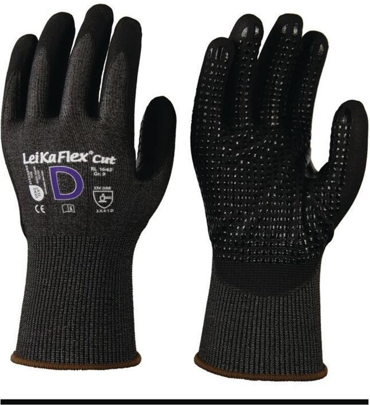 Leipold+dohle Gmbh - Schnittschutzhandschuhe LeiKaFlex® cut rl 1645 Größe 8 grau/schwarz en 388 PSA-Kategorie ii