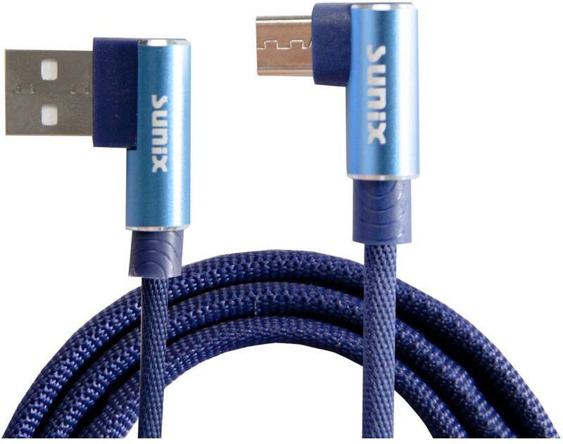 2A iOS Ladekabel 90 Grad Winkelstecker 3 Meter Lightning Datenkabel Datentransfer Kabel Ladegerät in Blau - Sunix