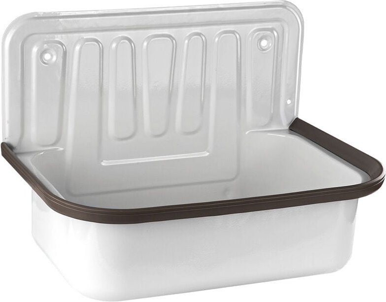 Stabilo-sanitaer - Ausgussbecken Stahl weiß emailliert 495x370x340 inkl. Stopfenventil