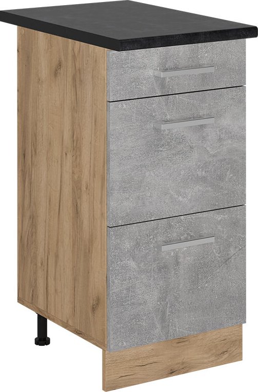Vicco - Küchenunterschrank R-Line, Beton, 40 cm mit Schubladen, ap Anthrazit