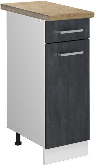 Thumbnail - Küchenunterschrank R-Line, Schwarz Beton, 30 cm ap Eiche Vicco