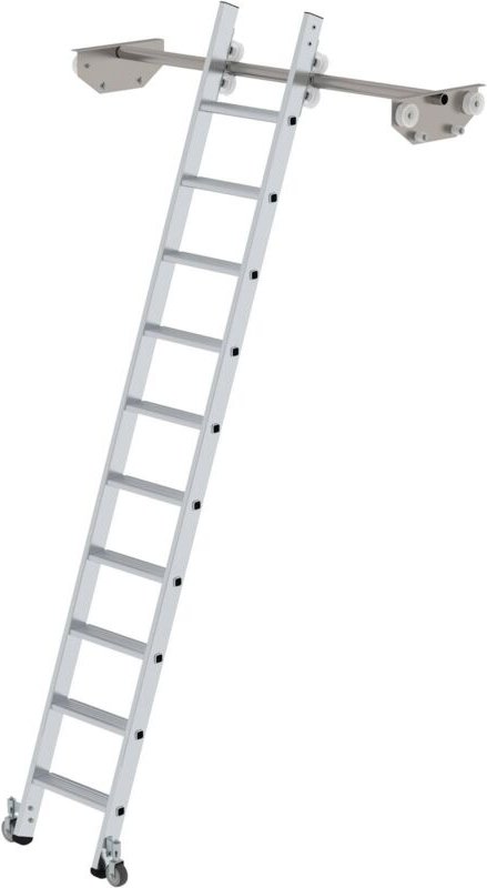 Thumbnail - Munk - Günzburger Steigtechnik Stufen-Regalleiter fahrbar für Doppelregal 10 Stufen - 044610