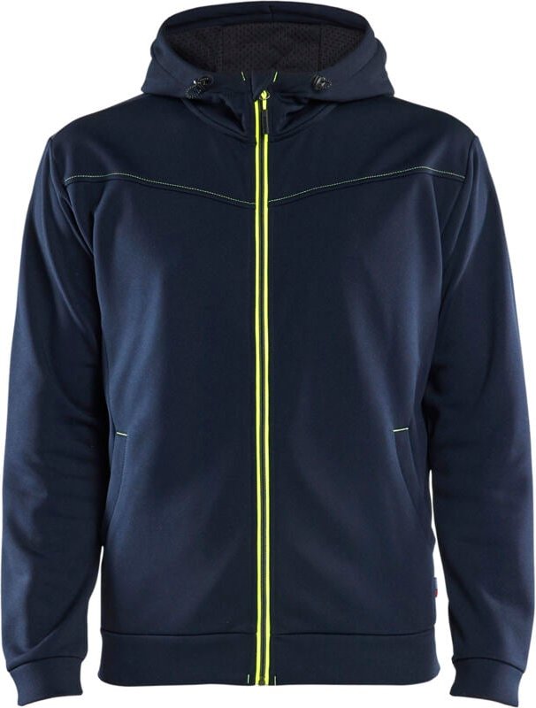 Arbeitskapuzenpullover mit Reißverschluss 3363 - Dunkelblau/Gelb XS