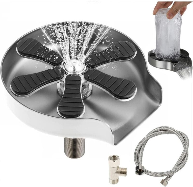 Spülbecken-Glasspüler für Küchenspüle, Edelstahl-Glasspüler, Wasserflaschen- und Kaffeetassenreiniger, Glasreinigungswer...