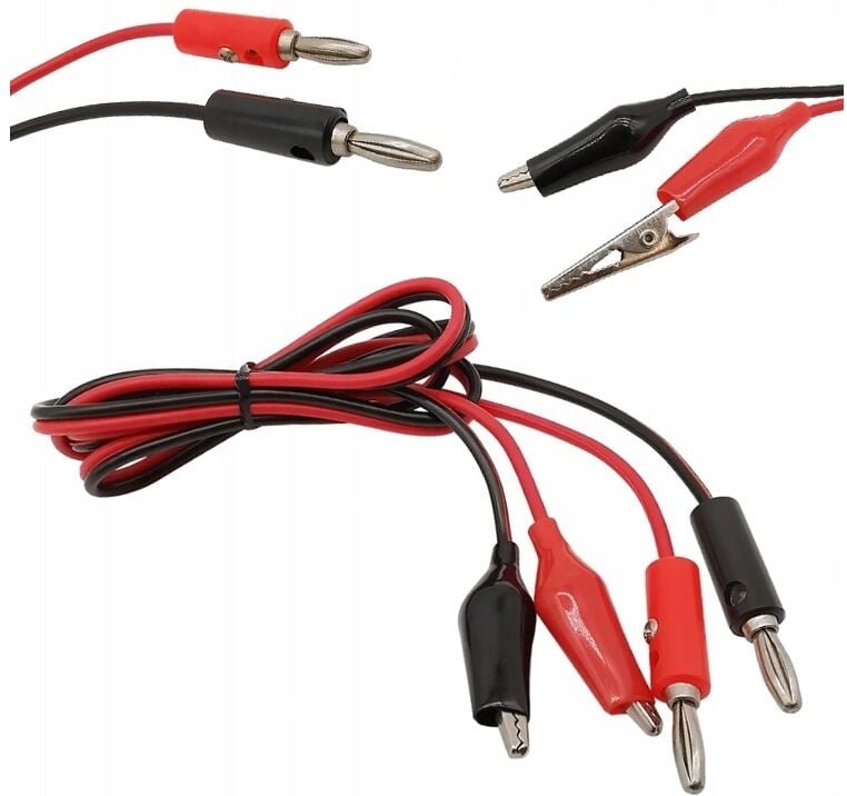 Messleitungen für ein Multimeter / Labornetzteil - 100cm - 2x 35mm Krokodilklemmen - Kabel mit Krokodilklemmen (2 Stück ...