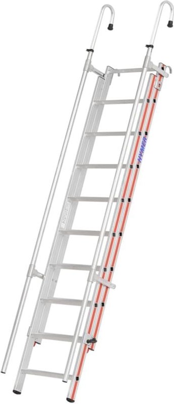 Einhänge-Schiebeleiter, 2x9 Sprossen, Länge eingef. 2,47 m / ausgef. 3,72 m - Hymer