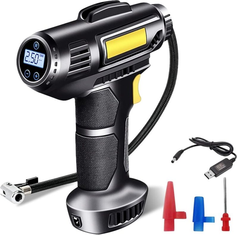 Autoreifenfüller, tragbarer 7000-mAh-Luftkompressor (12 V), kabelloser Autoreifenfüller, wiederaufladbare elektrische 15...