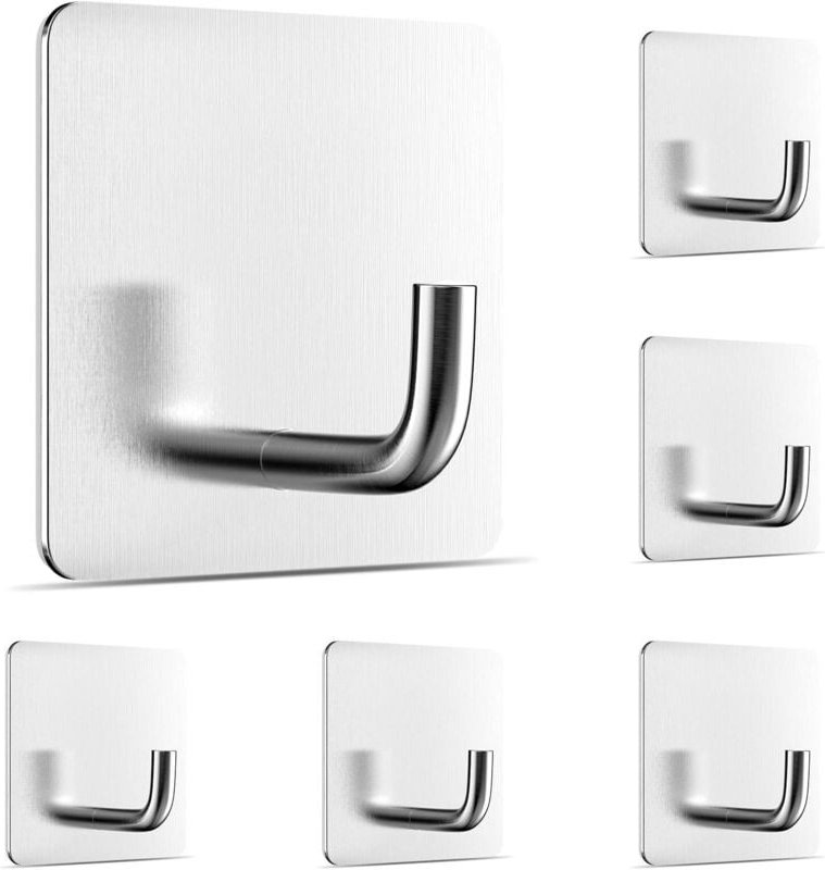 Stück Edelstahl Klebehaken, Wandhaken ohne Bohren, Haken Kit für Bad, Küche, Decke, Aufhängen, Wand, Tür, Bademäntel, Ha...