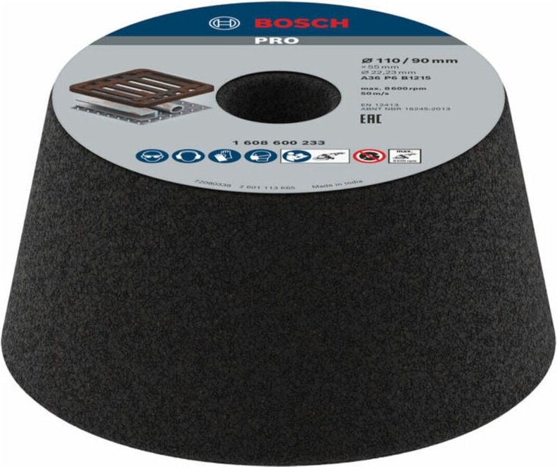 Bosch - Schleiftopf, konisch-Metall/Guss 90 mm, 110 mm, 55 mm, 36