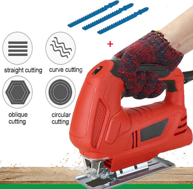 Mawiron - Elektrische Stichsäge mit 500 w für Holz, Metall, Kunststoff, Elektrowerkzeug, Schneidklingen, 6 variable Gesc...