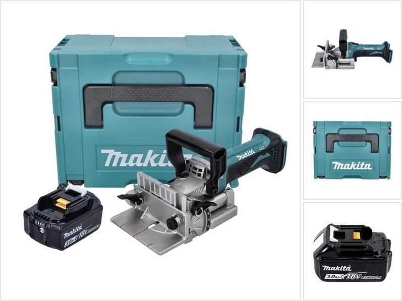 Dpj 180 F1J Akku Nutfräse 18 v 100 mm + 1x Akku 3,0 Ah + Makpac - ohne Ladegerät - Makita
