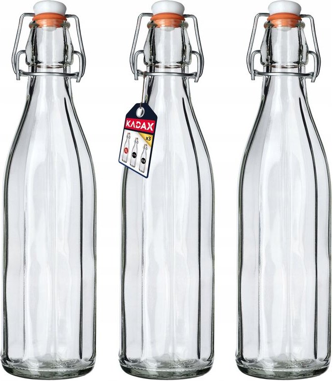 Universale Flasche mit Bügelverschluss, Bügelflasche, 1000ml, 3 Stück - Kadax