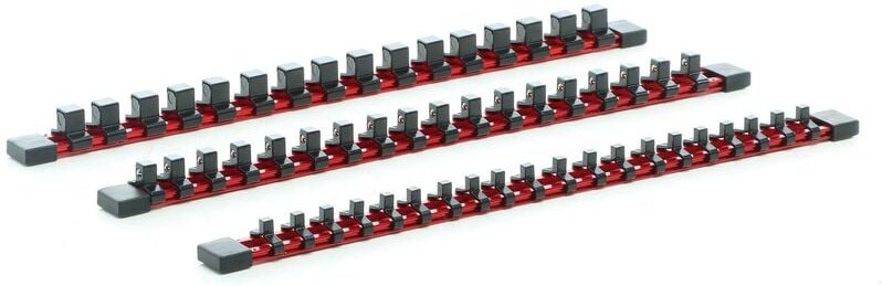 Steckschlüssel Organizer 3 Stk. Halterung aus Aluminium für 54 Steckschlüssel 1/2', 1/4' und 3/8' Ratsche Clips Werkzeug...