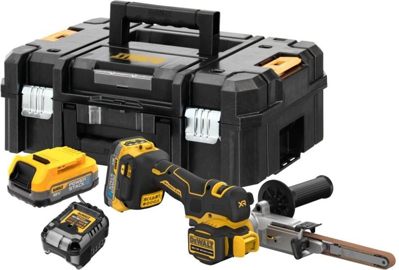 Thumbnail - Dewalt - Akku-Bandfeile DCM200E2T, 2x 1,7 Ah Powerstack und Ladegerät im tstak