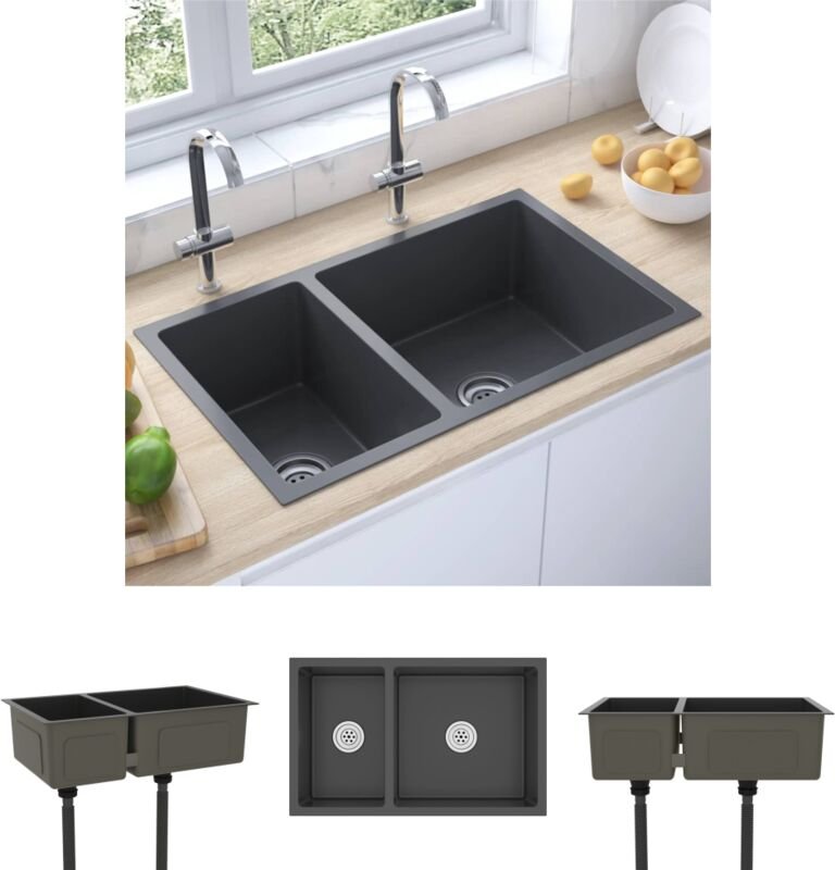 The Living Store - Küchenspüle Schwarz Edelstahl - Küchenspülen & Spülbecken - Schwarz