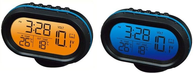 12 V Auto-Digitalthermometer, Voltmeter, Uhr, Alarmmonitor, Uhrspannungsmesser, multifunktionale automatische Temperatur...