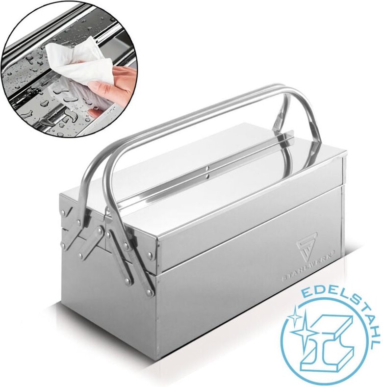 STAHLWERK Werkzeugkasten Edelstahl Werkzeugkiste leer Werkzeugbox