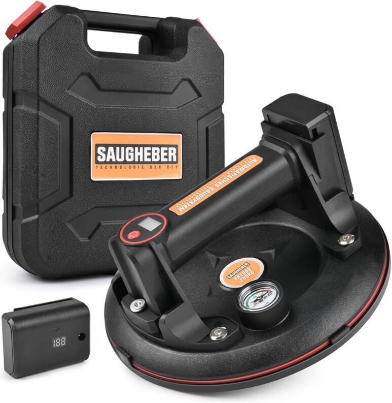 300KG Supersaugkraft Elektrischer 200mm Vakuum Saugnäpfe Vakuumheber Selbst Nachsaugend mit Manometer Saugheber Plattenh...