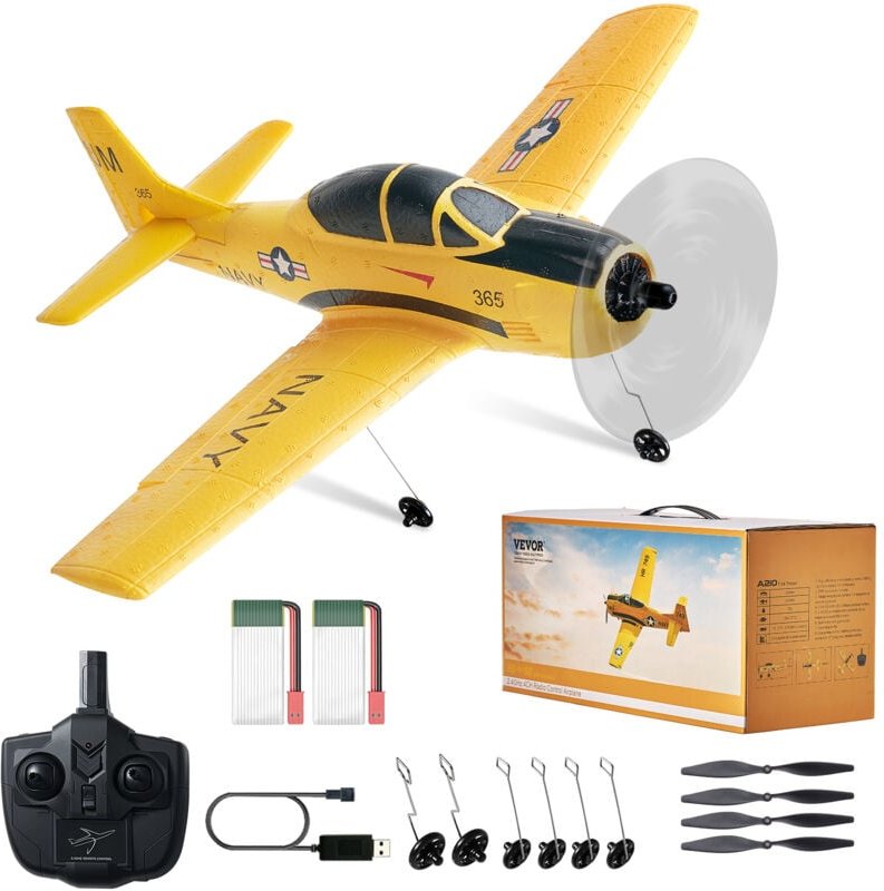 VEVOR RC-Flugzeug, 2,4 GHz 4-Kanal-Fernsteuerungsflugzeug mit 6-Achsen-Gyrostabilisator, flugbereites Trainerflugzeug-Sp...