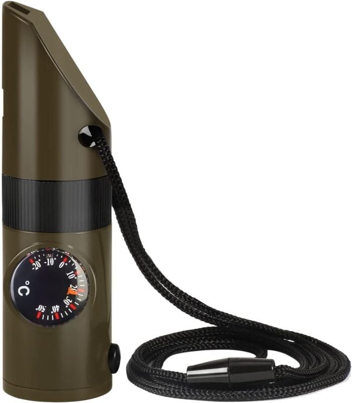 Thumbnail - Berlebenspfeife, 7-in-1-Notfallpfeife, Notfallpfeife für den Außenbereich, Kompass, Thermometer, Taschenlampe, Lupe mit ...