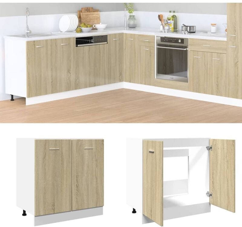 Unterschrank Sonoma-Eiche 80x46x81,5 cm Holzwerkstoff - Vidaxl