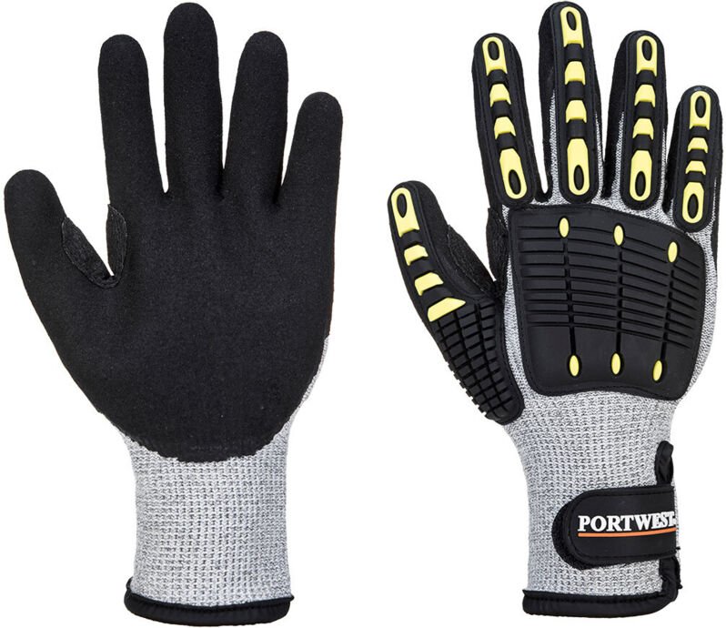 Hitzeschutzhandschuhe mit Stoßschutz, schnittfest, Grau/Schwarz, 3XL – Größe 12