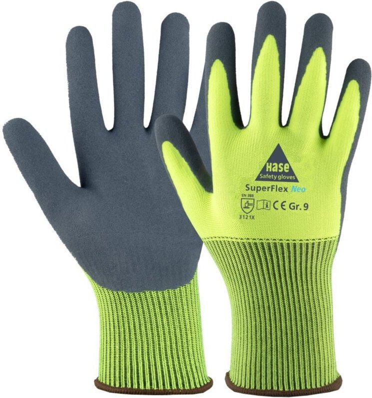 Thumbnail - 10 Paar Hase® Superflex neo Montagehandschuhe neon-grün/grau 8
