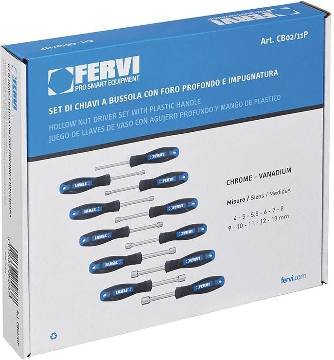 Fervi - Satz mit 11 Steckschlusseln mit 4-13 mm Griff cb02/11p
