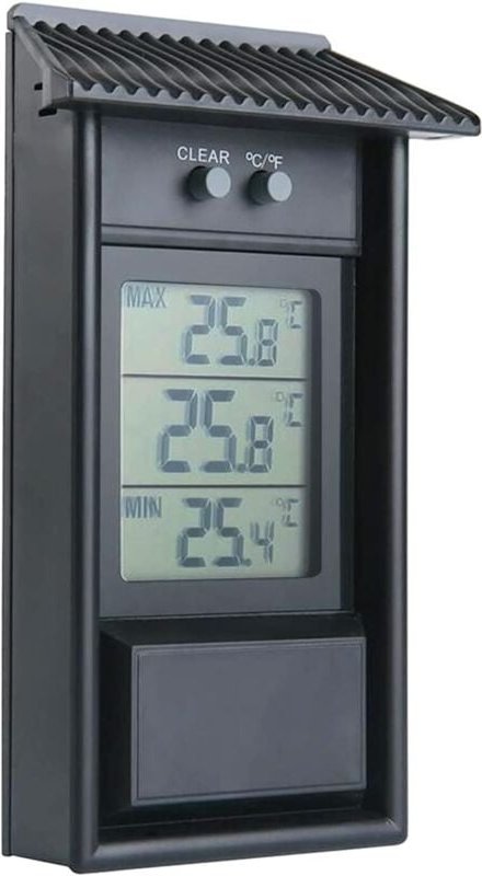 Qiyao - Thermomètre à Effet Numérique Min, Thermomètre à Effet de Serre, Noir