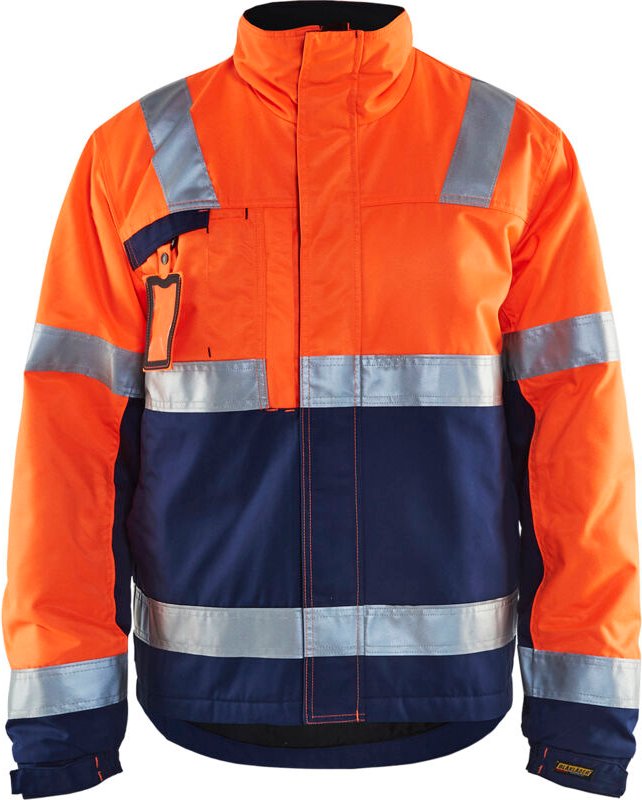 Thumbnail - Arbeitsjacke Winter Hochsichtbarkeit 4862 - Neonorange/Navy XXXL
