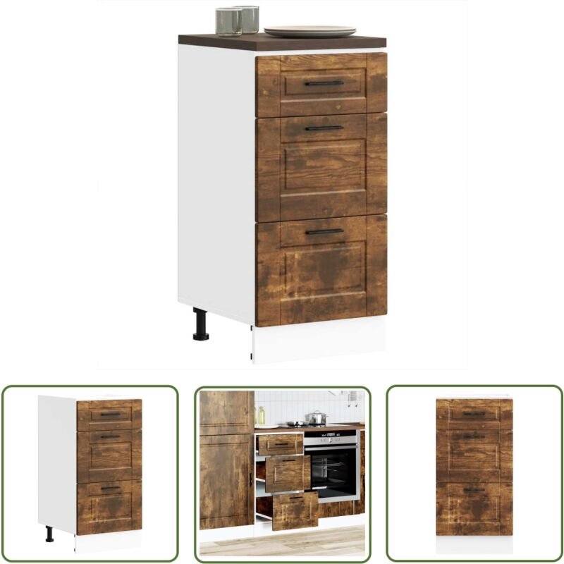 The Living Store - vidaXL Küchenunterschrank Porto Räuchereiche Holzwerkstoff