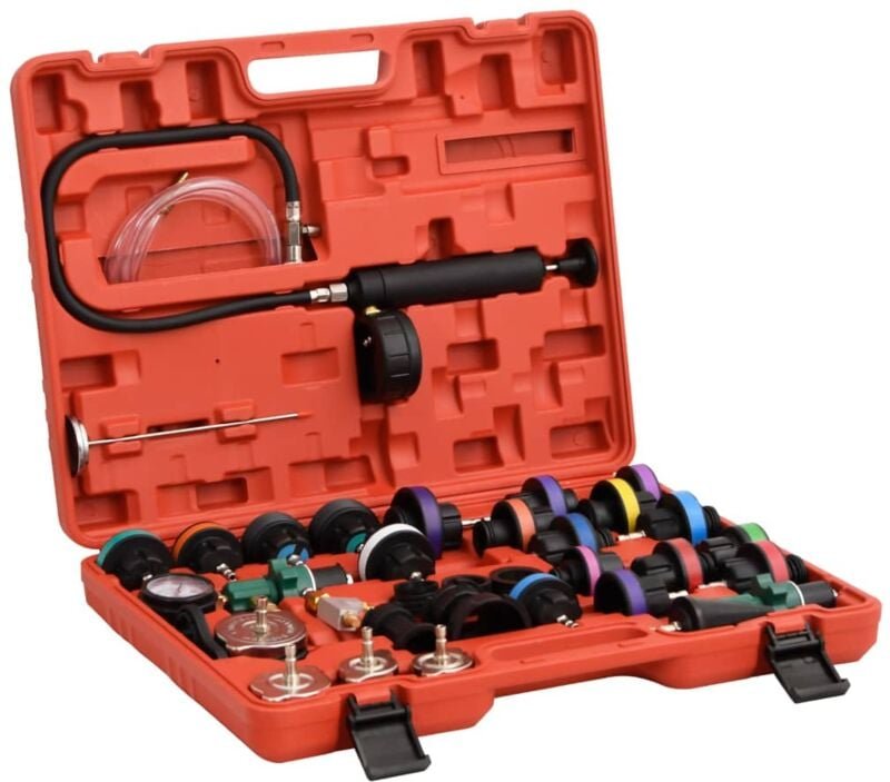 Kühlsystem-Tester Abdrückgerät Set Rot 52x40,5x9,5 cm vidaXL