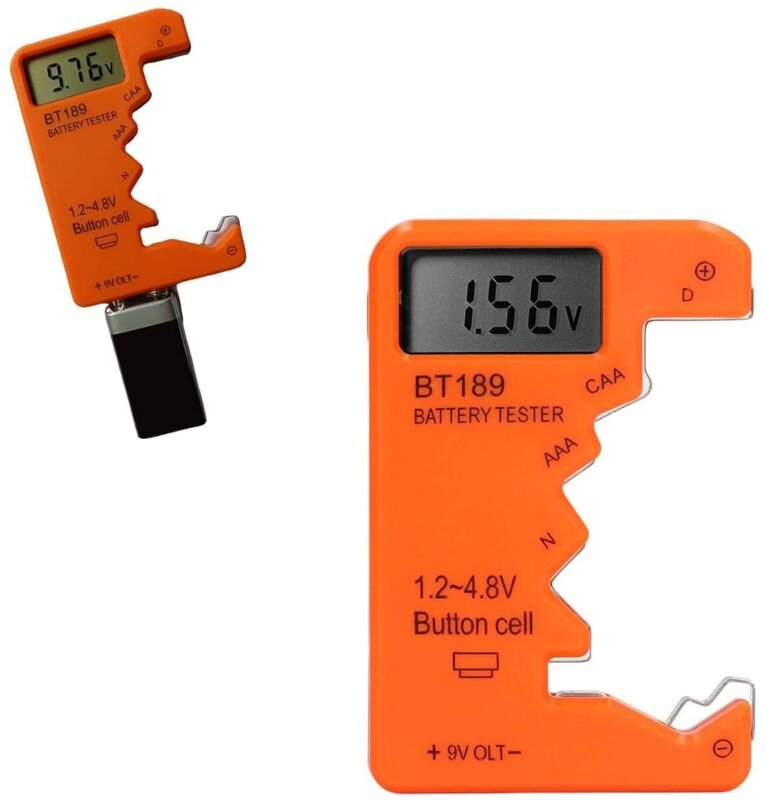 Batterietester, LCD-Digitalanzeige, Batterietester für AA AAA 6F22 9 V 1,5 V (Orange)