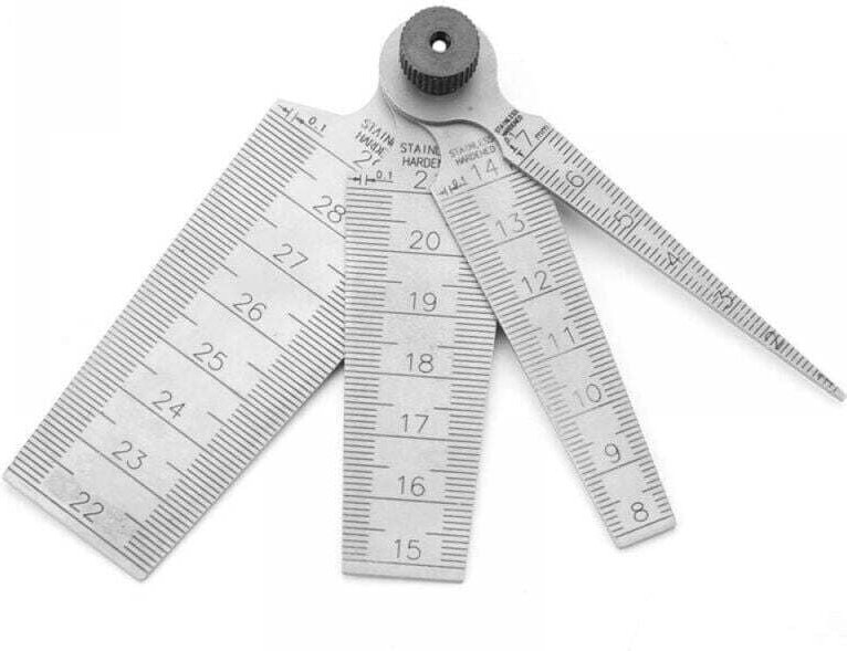 Fühlerlehren-Lineale aus Edelstahl zum Schweißen von Kegeln, 1–7 mm, 8–14 mm, 15–21 mm, 22–29 mm, Auflösung 0,1 mm, Schw...