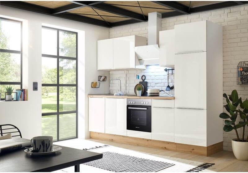Küche Küchenzeile Küchenblock Marleen Premium 280 cm Weiß Artisan Eiche Respekta
