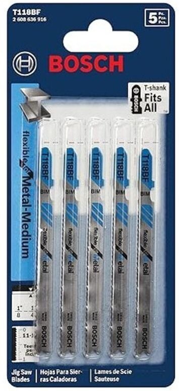 Bosch - T118BF Satz von 5 flexiblen 3-5/8' 11-14 tpi Stichsägeblättern für Metall mit T-Schaft